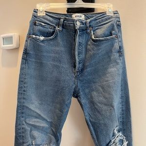 AGOLDE RILEY HIGH RISE STRAIGHT CROP COLOR BLITZ SIZE 26